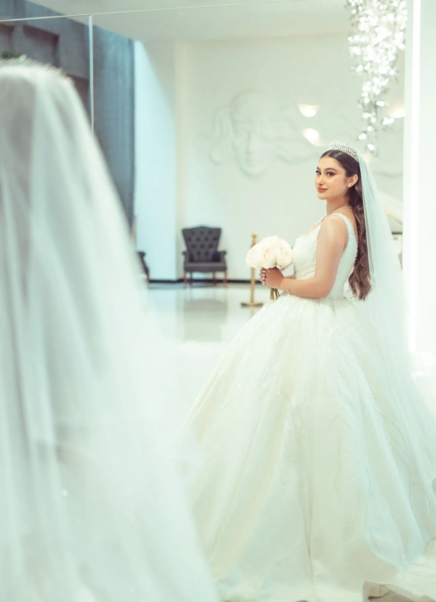 Inside a bridal boutique salon